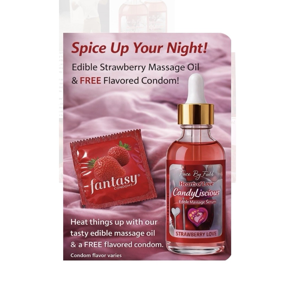 💋Edible* Strawberry Love Massage Serum* Arrives With Free Flavored Condom👅*